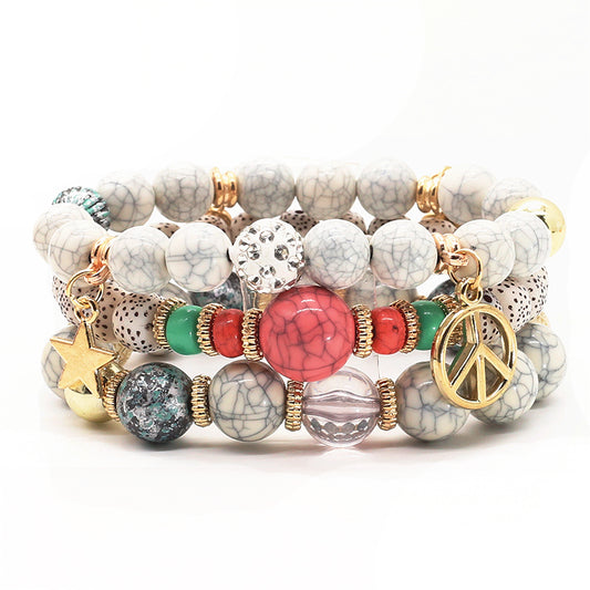 Bracelet Perle Ethnique Peace and Love